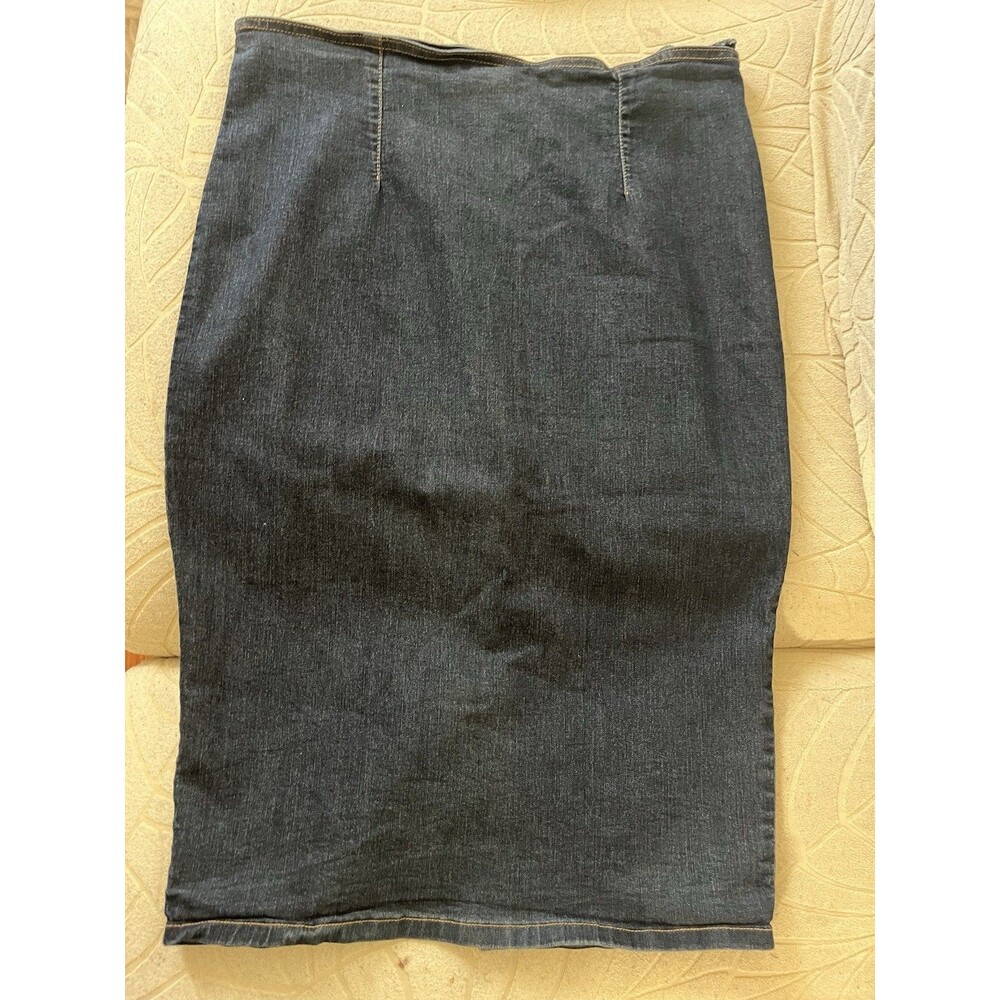 Judy Blue Women’s pencil Cut Dark Wash Denim Skirt with Back Slit sz L